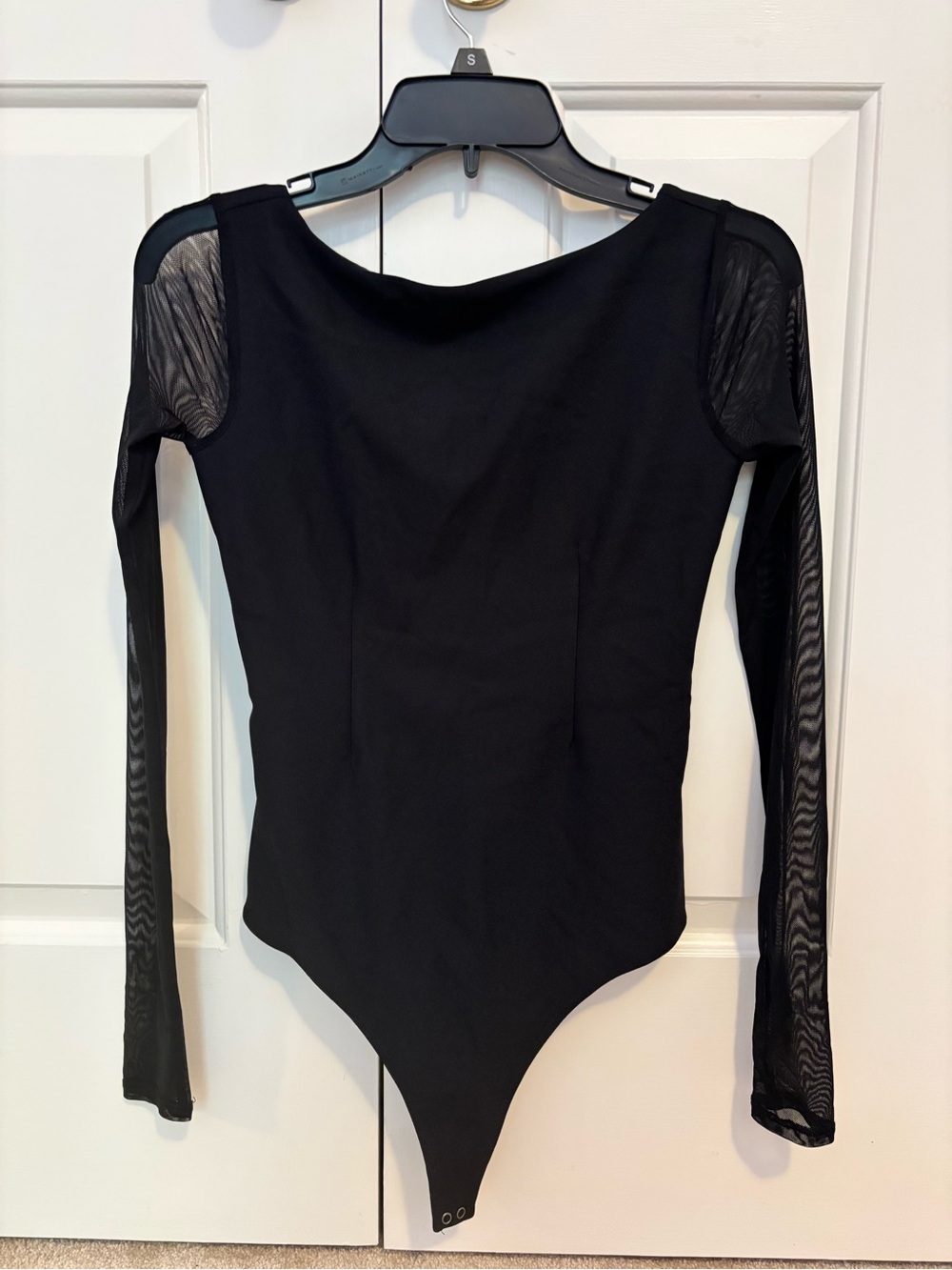 Abercrombie Long-Sleeve Low Back Mesh-Sleeve Bodysuit